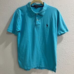 Vintage US polo assn Mens shirt Medium Blu/agua 100% cotton pony logo